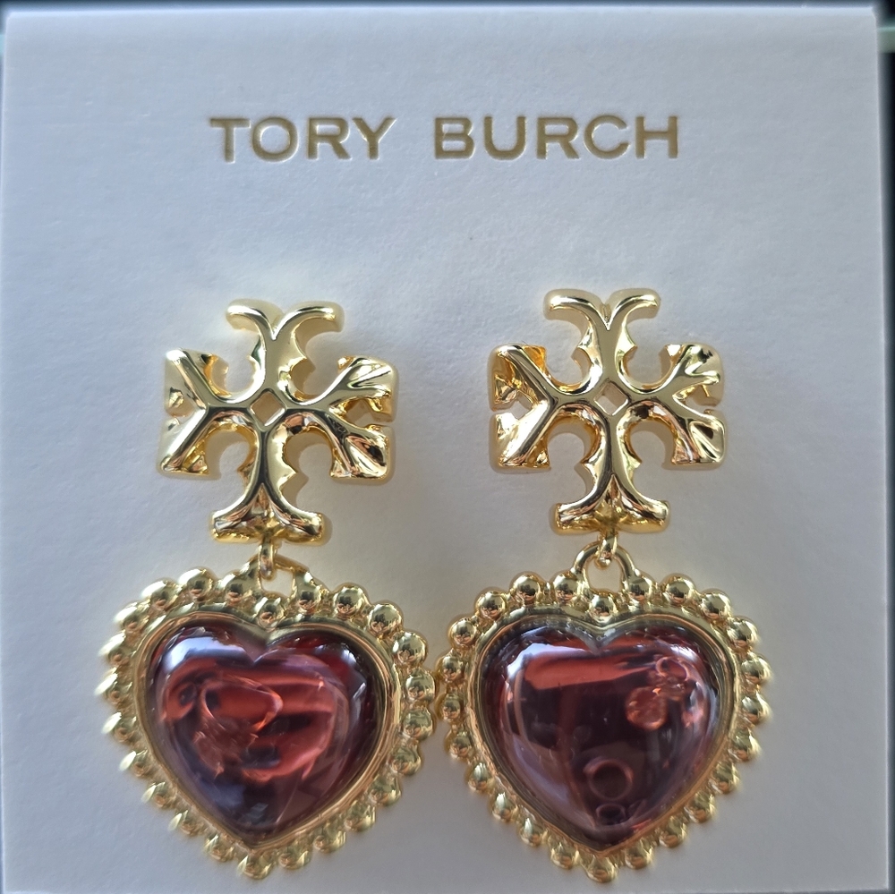 Tory Burch Roxanne Purple Heart Drop Earrings